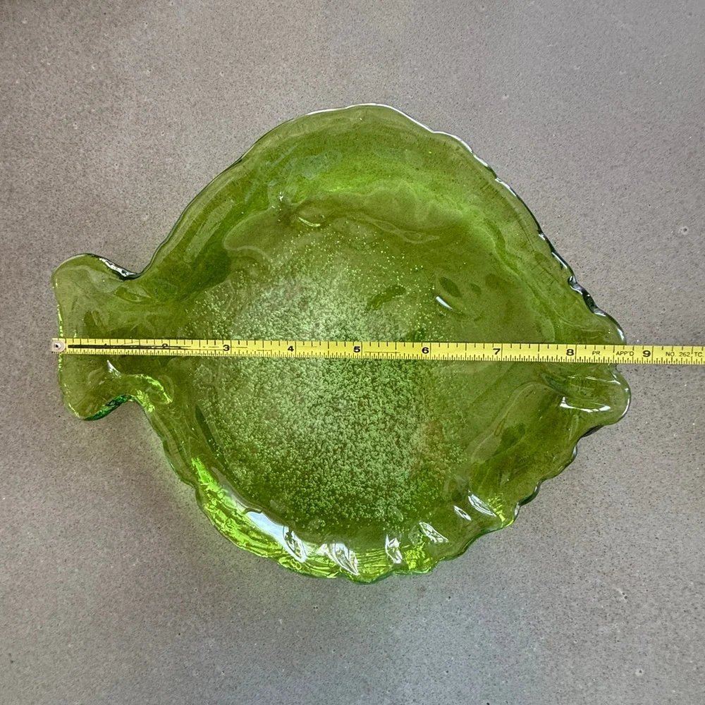 Hand Blown fish shaped Art Bubble Glass Dishes set of 2